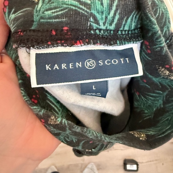 Karen Scott Green and Red holiday Patterned Long Sleeve Top - Picture 5 of 5